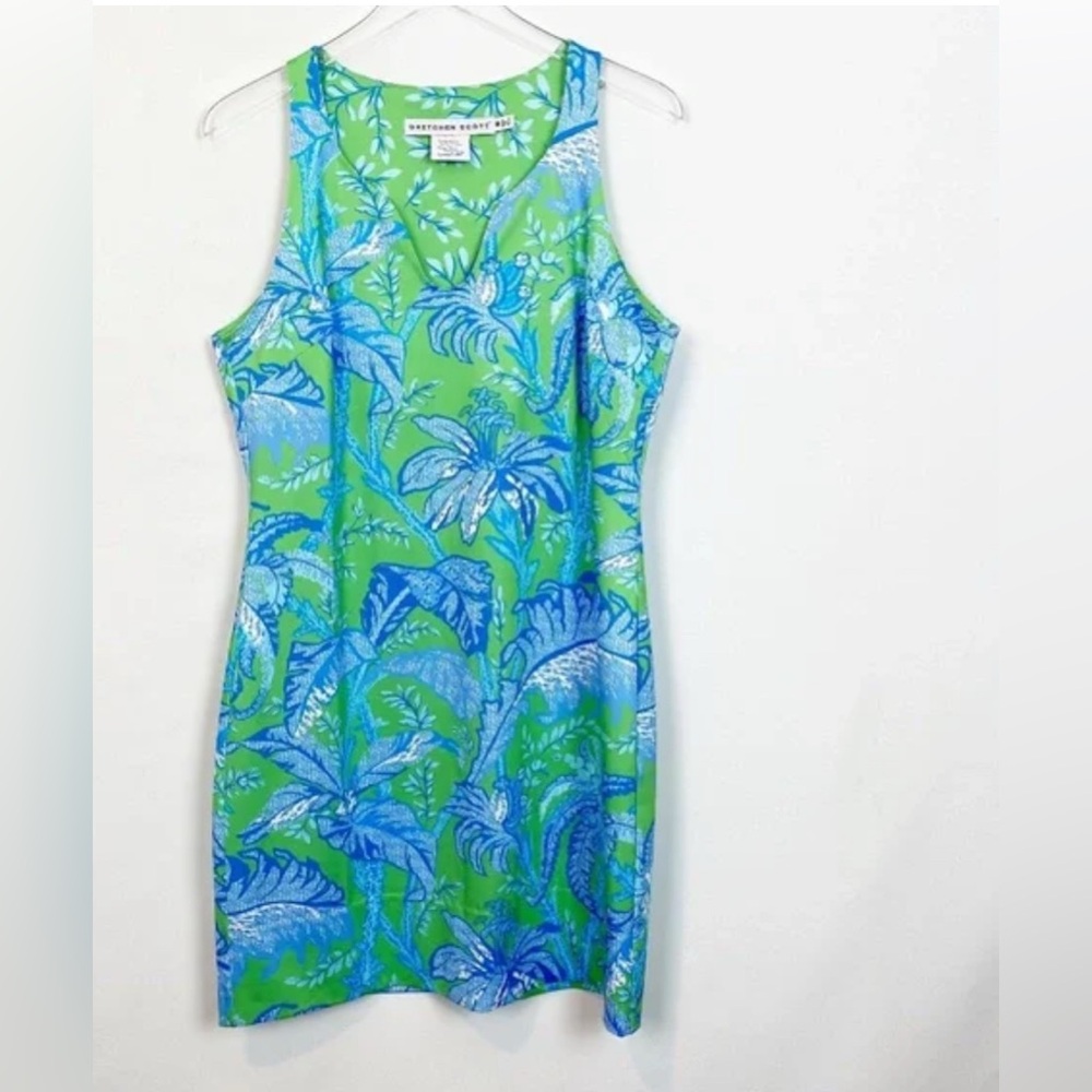 💙GRETCHEN SCOTT Blue and Green Floral Dress